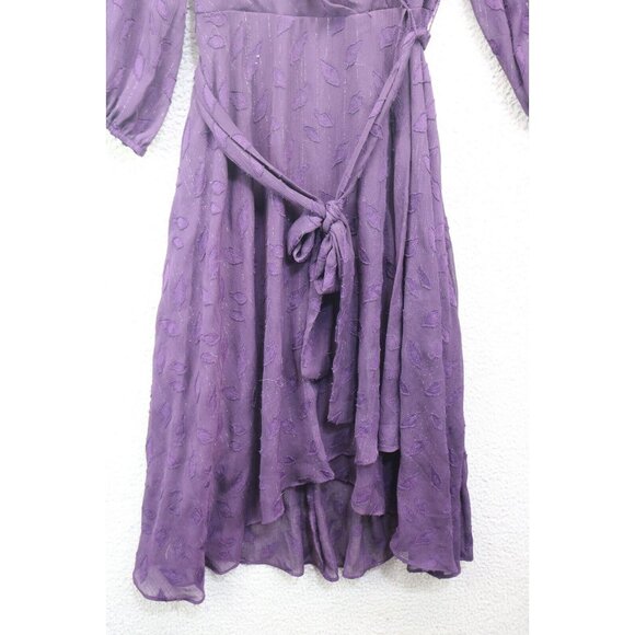 DKNY Purple 3/4 Balloon Sleeve Asymmetrical Midi Dress-Size 8-Fairy-Whimsigoth - Picture 2 of 13